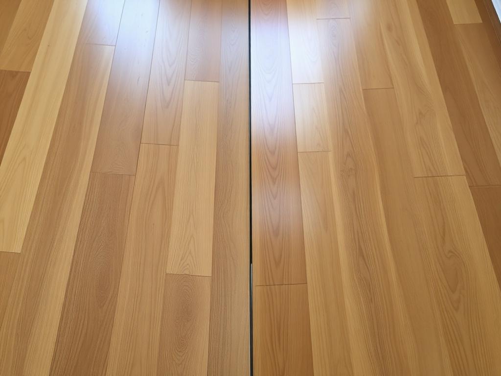 Hardwood floor shown dull on one side and polished on the other