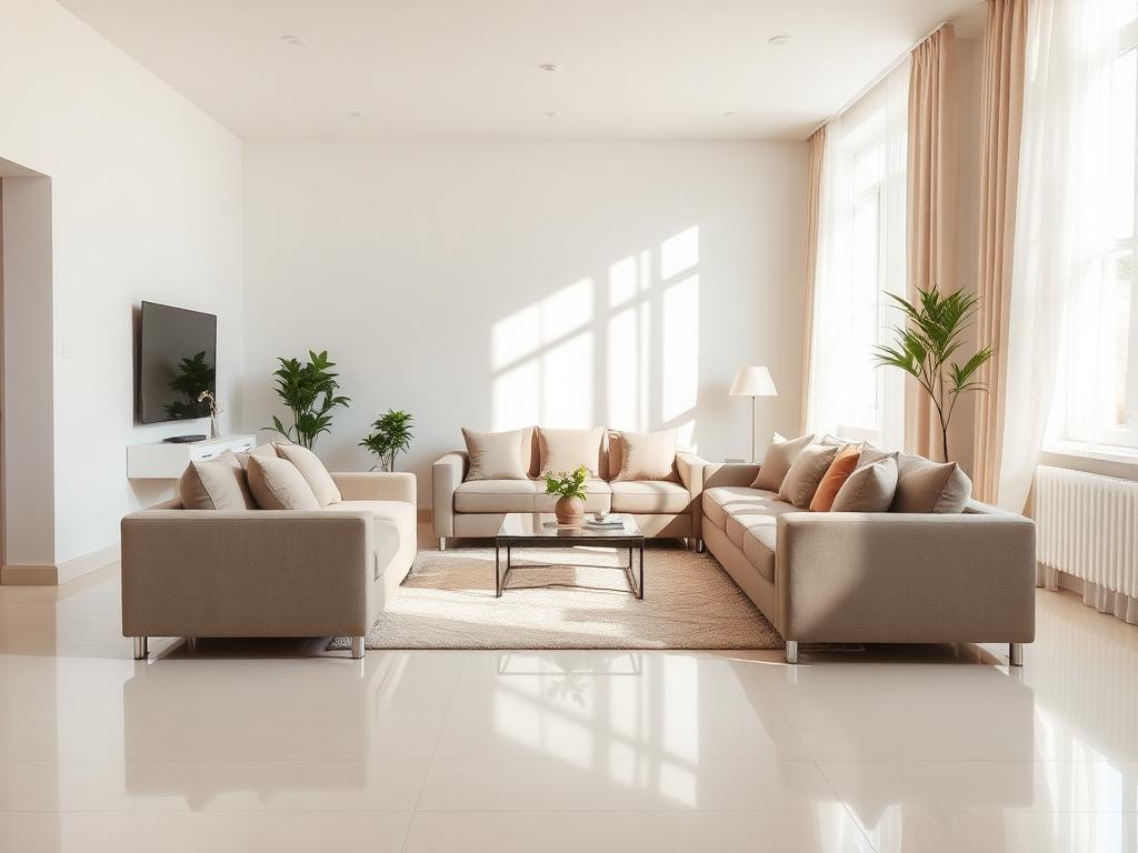 Spotless bright living room after a house cleaning